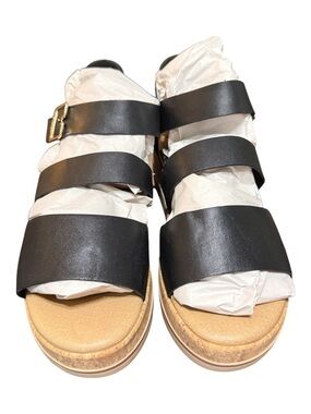Dr. Scholl’s Triple Strap Platform Sandals Women’s Size 9 Black Cork NWOB